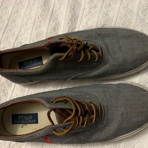 Polo Ralph Lauren Vaughn 10D Canvas Sneakers Lace-Up Casual Shoes Gray